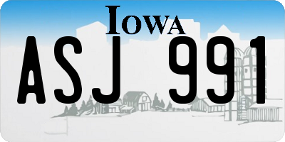 IA license plate ASJ991