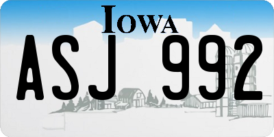 IA license plate ASJ992