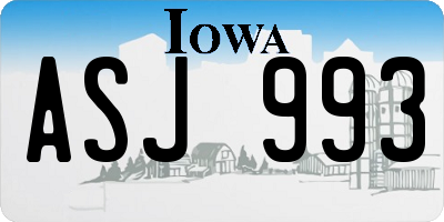 IA license plate ASJ993