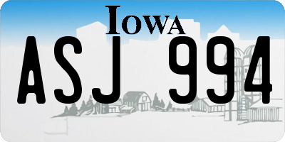 IA license plate ASJ994