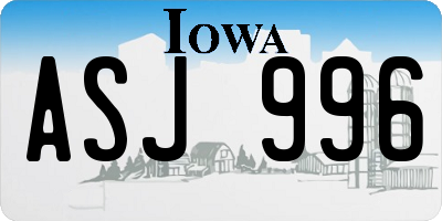 IA license plate ASJ996