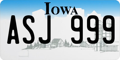 IA license plate ASJ999