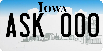 IA license plate ASK000