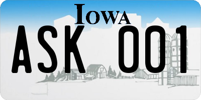 IA license plate ASK001