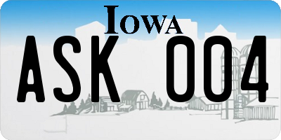 IA license plate ASK004