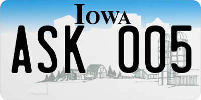 IA license plate ASK005