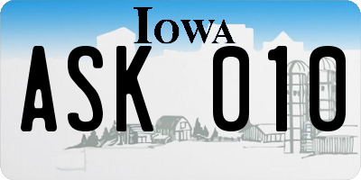 IA license plate ASK010