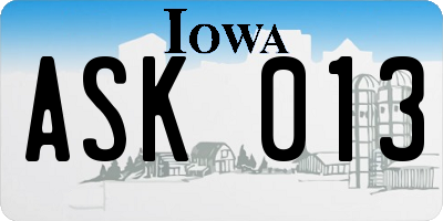 IA license plate ASK013