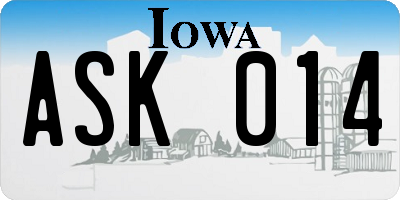 IA license plate ASK014