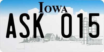 IA license plate ASK015