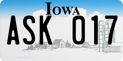 IA license plate ASK017