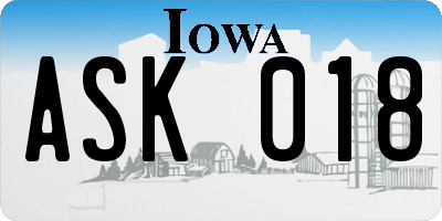 IA license plate ASK018