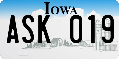 IA license plate ASK019