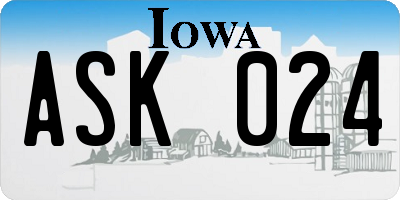 IA license plate ASK024