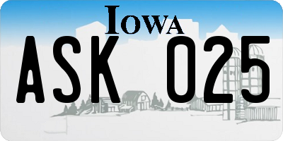 IA license plate ASK025