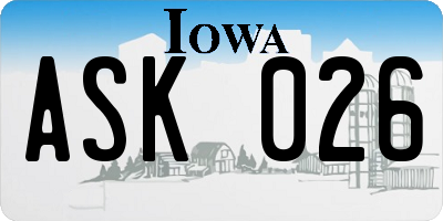 IA license plate ASK026