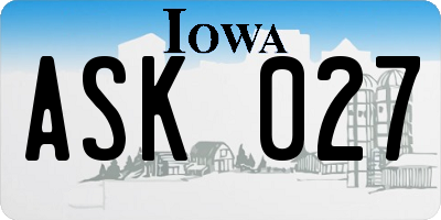 IA license plate ASK027