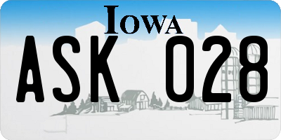 IA license plate ASK028