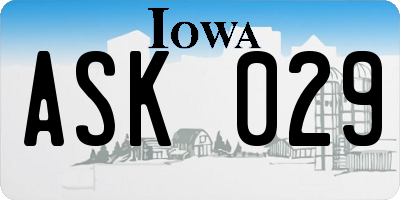 IA license plate ASK029