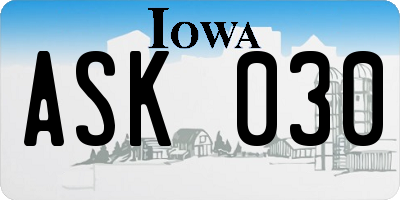 IA license plate ASK030