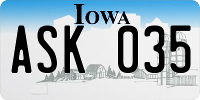 IA license plate ASK035