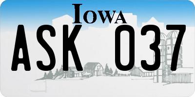 IA license plate ASK037