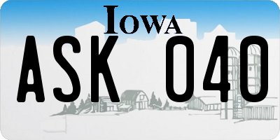 IA license plate ASK040