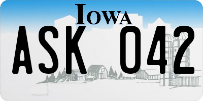 IA license plate ASK042