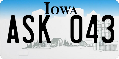 IA license plate ASK043