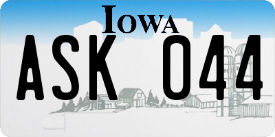 IA license plate ASK044