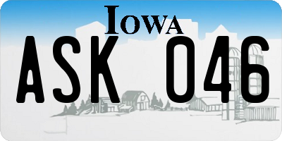 IA license plate ASK046