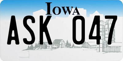 IA license plate ASK047