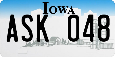 IA license plate ASK048
