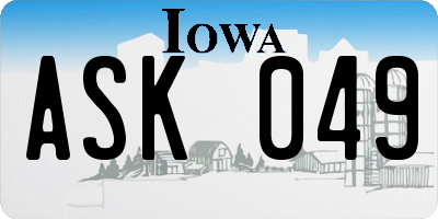 IA license plate ASK049