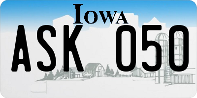 IA license plate ASK050