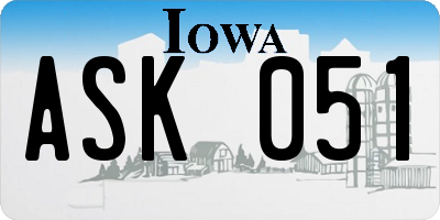 IA license plate ASK051