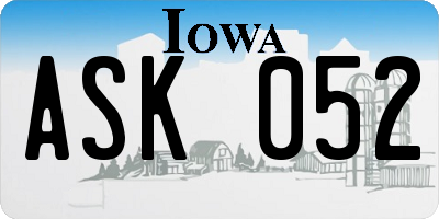 IA license plate ASK052