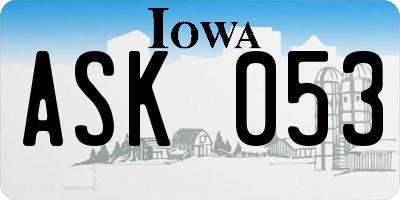 IA license plate ASK053