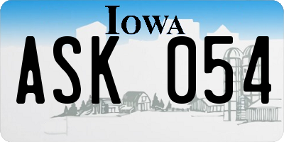 IA license plate ASK054