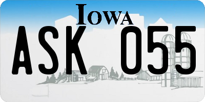 IA license plate ASK055