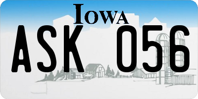 IA license plate ASK056