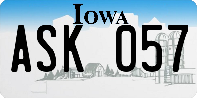 IA license plate ASK057