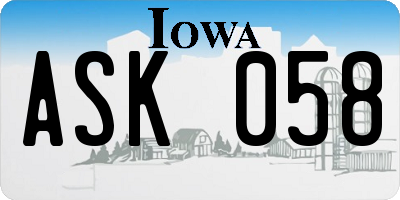 IA license plate ASK058