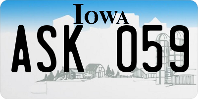 IA license plate ASK059