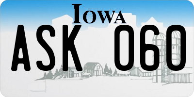 IA license plate ASK060