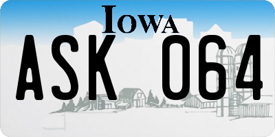 IA license plate ASK064