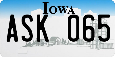 IA license plate ASK065