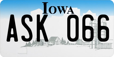 IA license plate ASK066