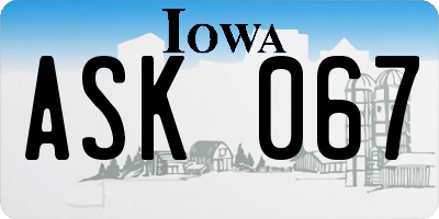 IA license plate ASK067