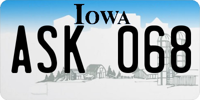 IA license plate ASK068